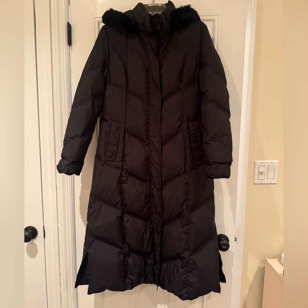 Tahari Long Black Women’s Down Puffer Coat